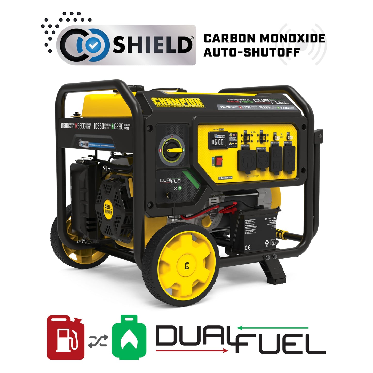 Champion Power Equipment 11,500-Watt Electric Start Dual Fuel Home Backup Portable Generator with Free 3-Year Warranty