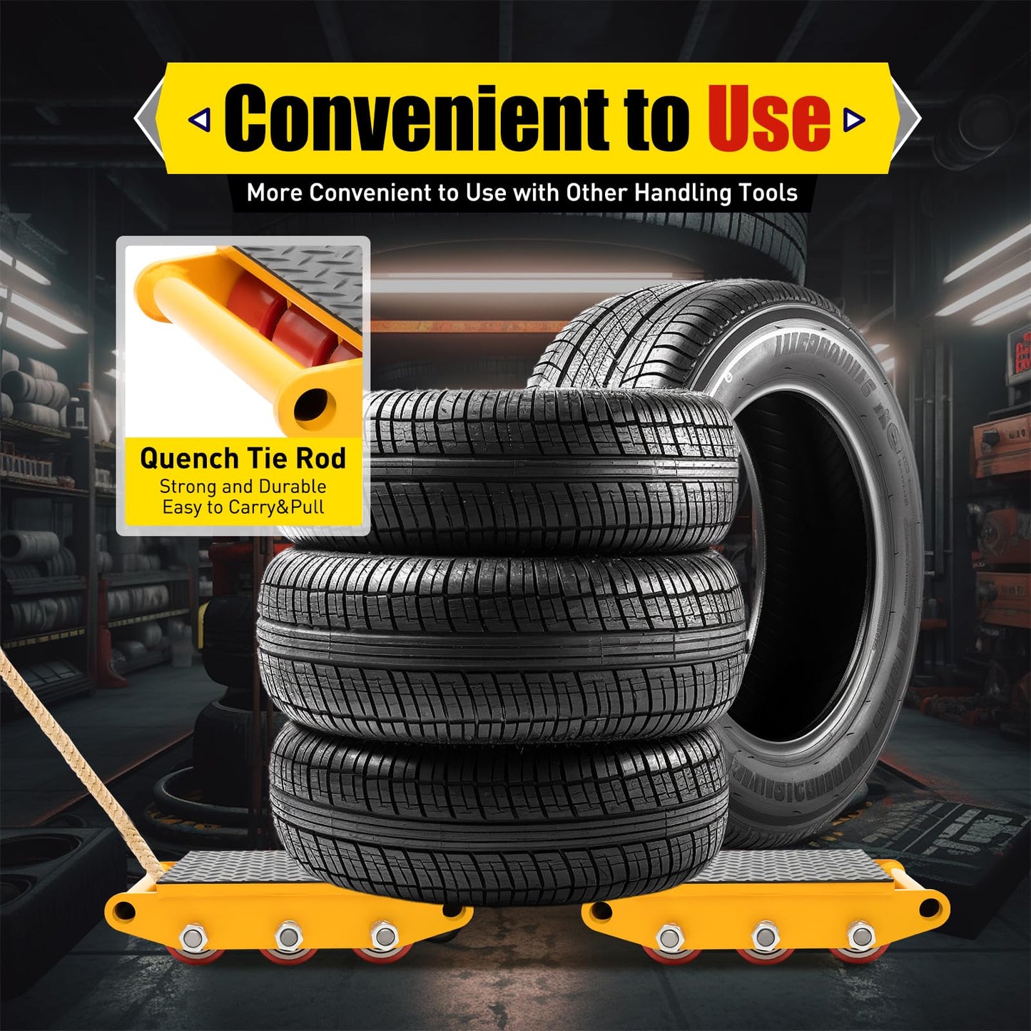 Machinery Skates, 33069.34lbs Max Capacity Industrial Machinery Mover with 9 Rollers, Heavy Duty Machine Dolly Skate for Industrial Moving Equipment, Yellow, 1pc