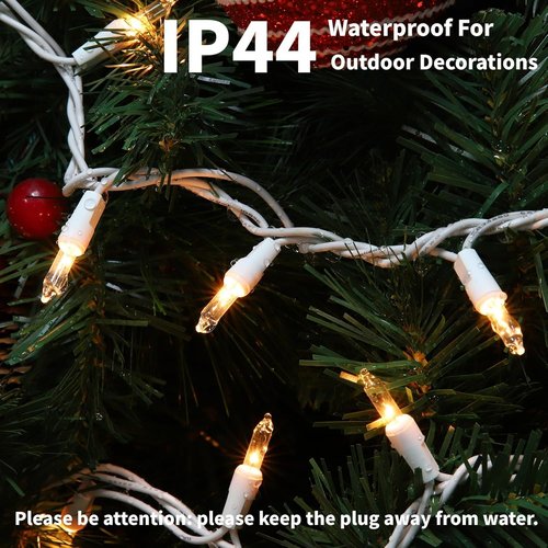 Meteds Christmas Lights - 100 Count Clear Warm White String Lights | UL Certified for Home, Patio & Party Decor