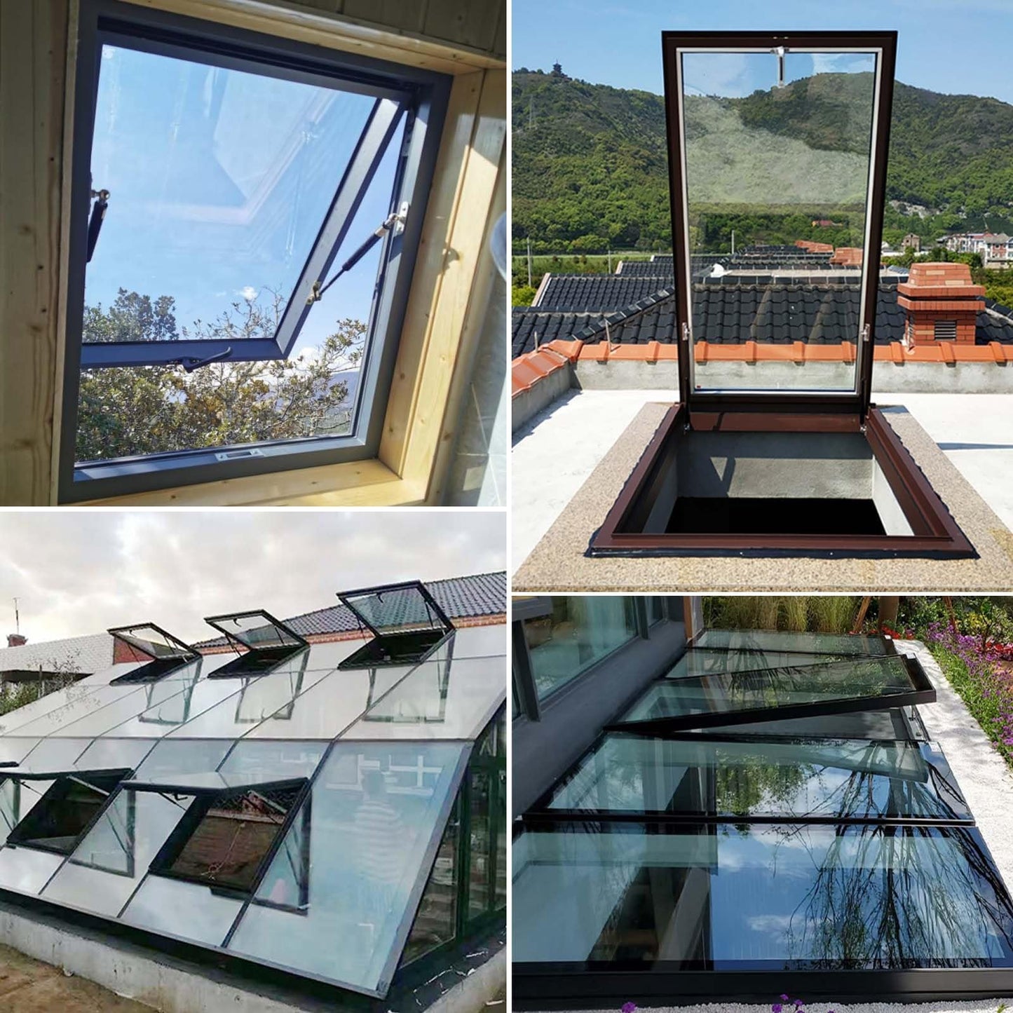 Skylight Windows for House Roof Basement Sloped Flat Roof Lighting Well Window Attic Sun Room Skylight Cover Manual Venting Egress Durable Aluminum + Tempered Glass Rainproof Silent(W20xL22in)