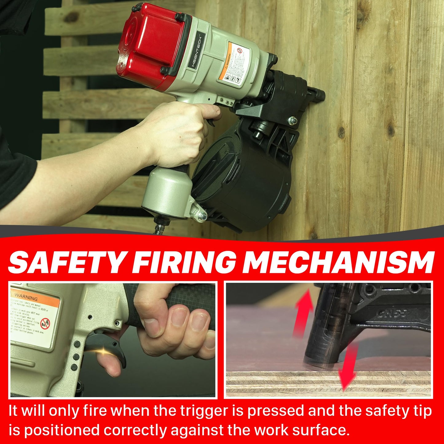 KEENTECH Pneumatic Siding Nail Gun for 2" to 3-1/4" 15-Degree Nails, Coil Siding Nailer with Bump Firing for Fast Nailing Speed, Coil Nail Gun for Pallet, Siding, Crating, Decking, Framing, CN80