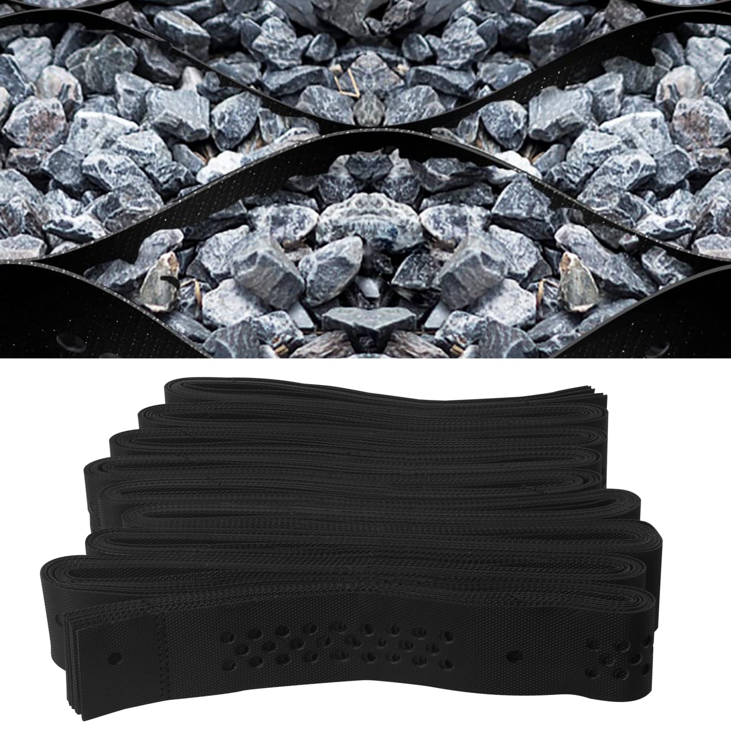 Sunnyglade 3" Thick Ground Grid 16.5 x 6.5 FT, Gravel Retainer 1880 LBS Per Sq ft, Geo Grid Driveway Stabilization for DIY Patio Walkway Driving RV Parking Slopes and Garden (Black, 6.5 x 16.5 FT)