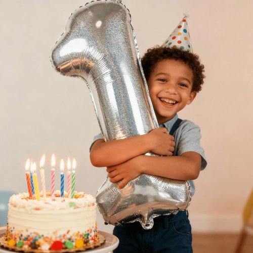 Laser Silver Number 4 Balloon - 40 Inch Large Birthday Decoration for Girls' 4th Party