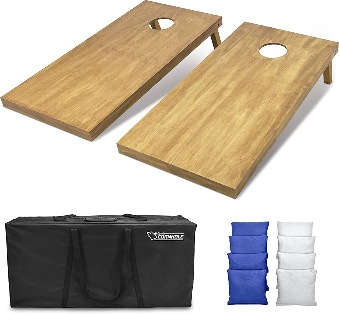 GoSports 4 ft x 2 ft Regulation Size Wooden Cornhole Boards Set - Includes Carrying Case - Full Regulation Size Bean Bag Toss Boards