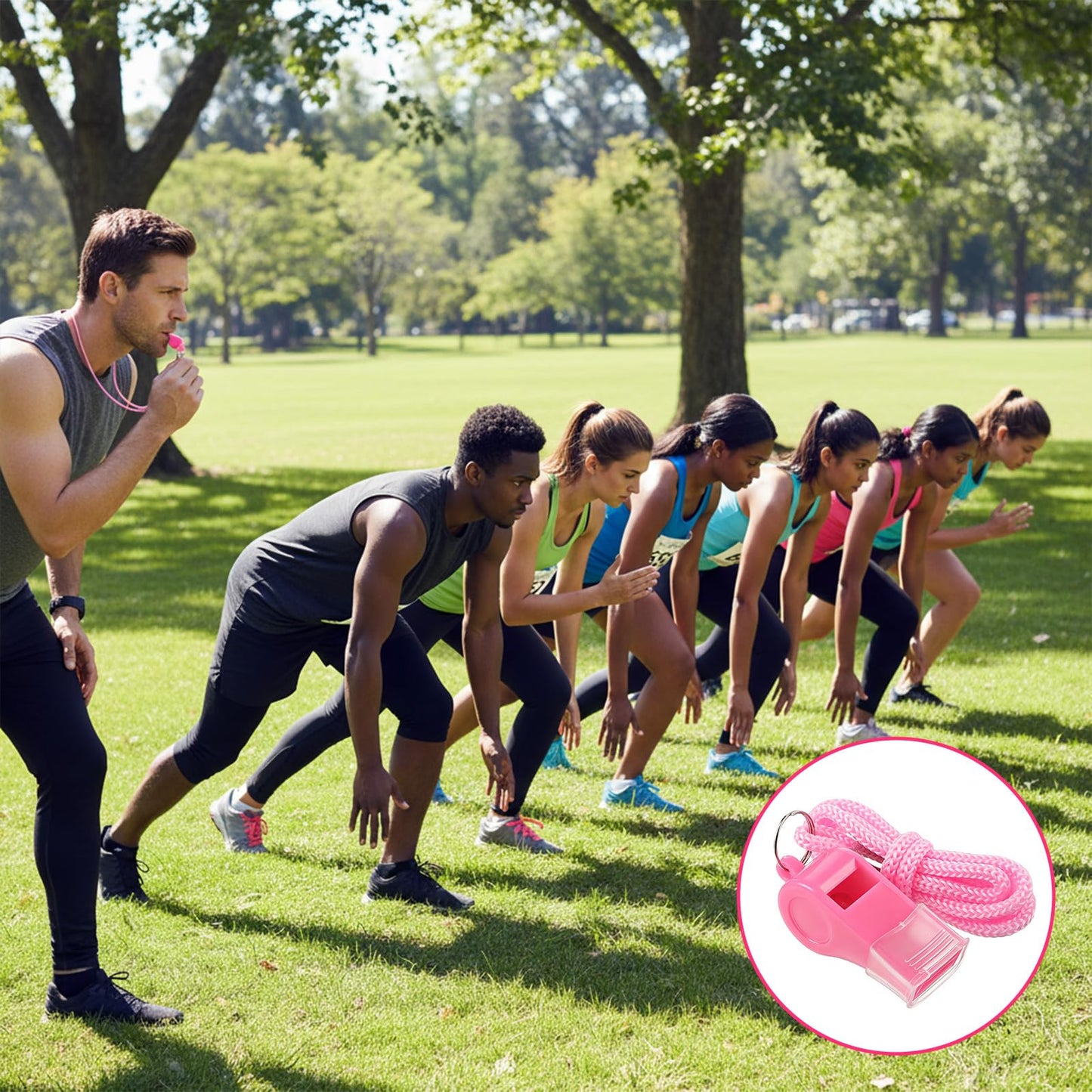 Aiyorse 4 Packs Pink Whistle with Lanyard, Loud Clear Crisp Plastic Coach Whistles for Sports Training Referee Lifeguard Emergency Outdoor Safety Soccer Football