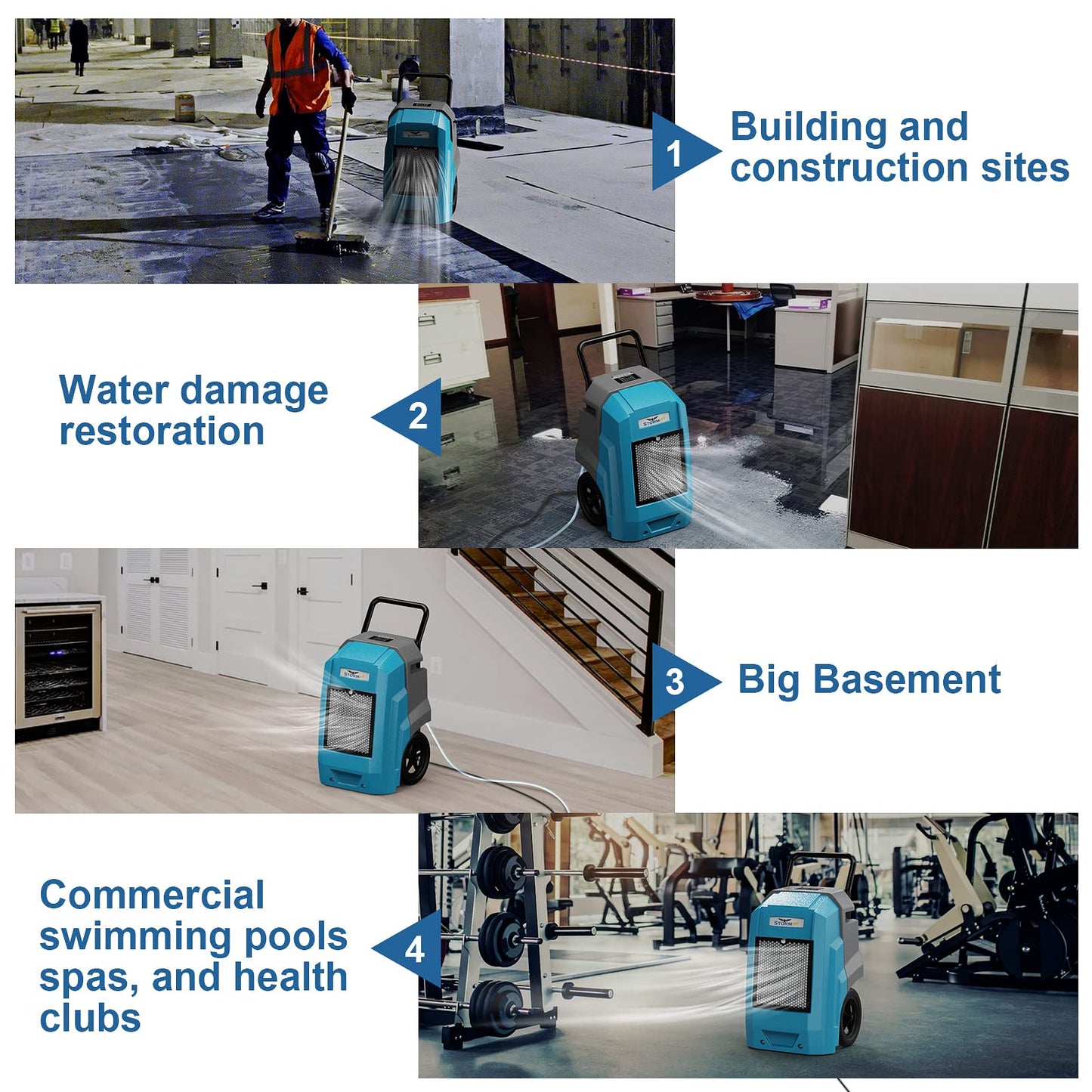 ALORAIR 180 Pints Smart WiFi LGR Commercial Dehumidifier with Pump Drain Hose, 2,300 Sq.Ft Dehumidifier Portable Industrial Dehu with Wheels for Water Damage Restore, Basements, Garages, and Job Sites
