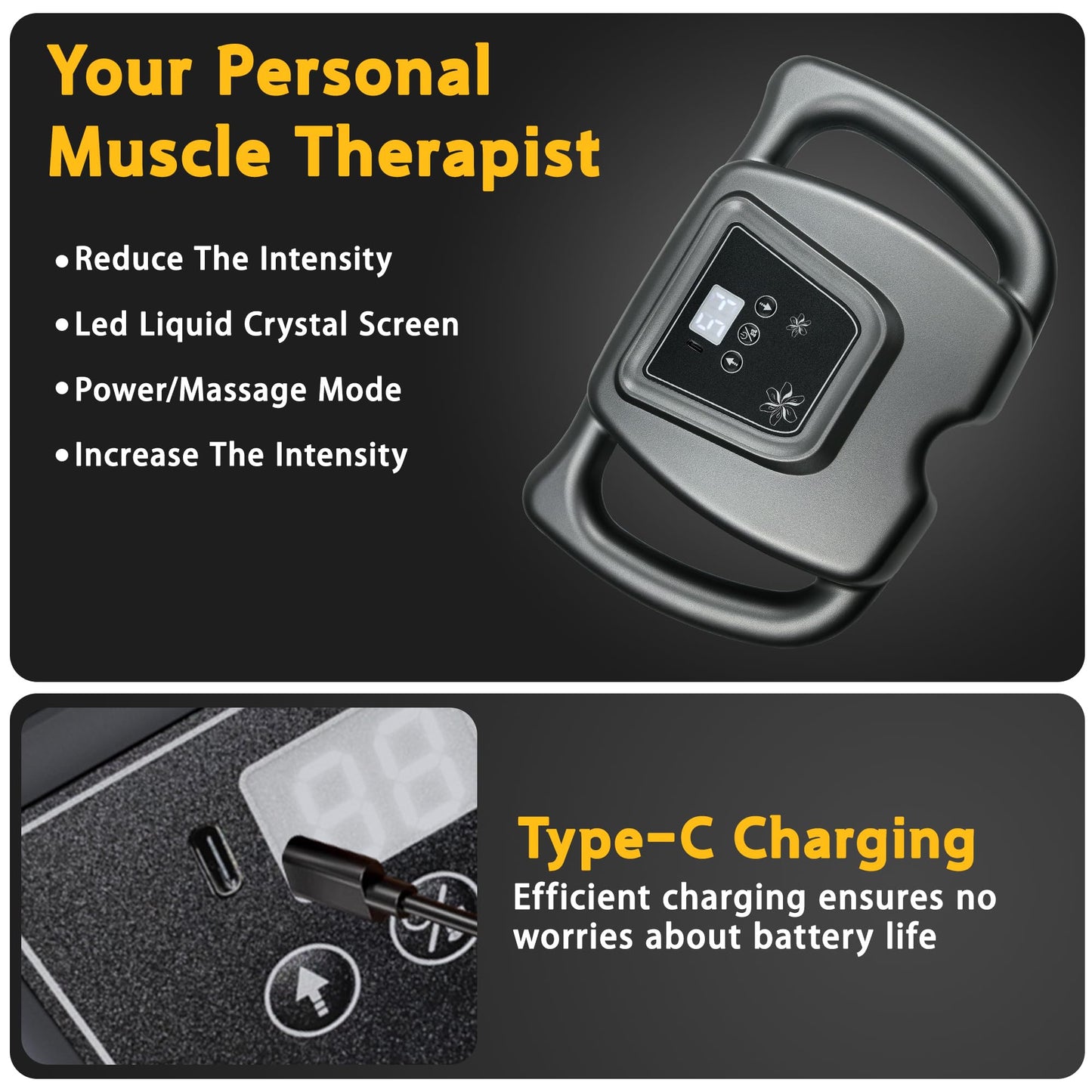 HYUVCX 24 Head Massage Gun Set, Deep Tissue Percussion Massager 9 Modes 99 Intensities, Massage Gun for Legs, Shoulders, Back, Body Muscle Pain Relief, Massage Gun Deep Tissue