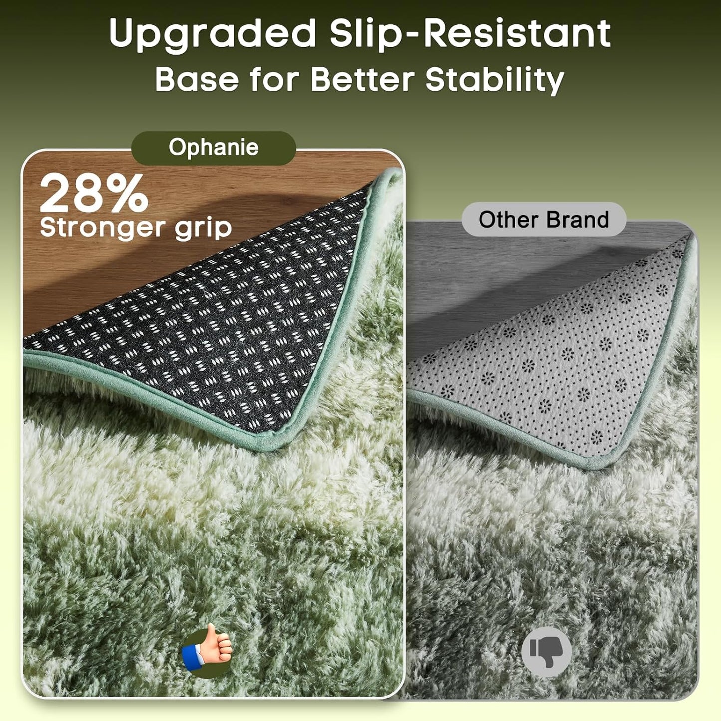 Ophanie Area Rugs - Fluffy Green and White Shag Carpet for Living Room | 6x9 Soft Plush Design