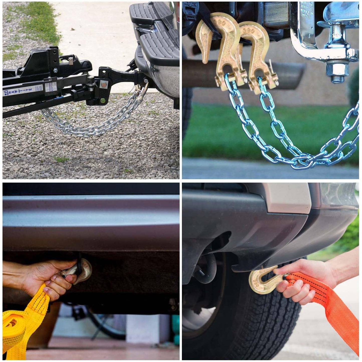 Lechansen 1/2'' G80 Chain Grab Hook Heavy Duty, 4 Pack Grade 80 Clevis Grab Hooks, 1/2" G80 Tow Hooks Zinc Plating, 12,000 Lbs Working Load Limit, Transport Chains Hook, Trailer Trucks Hook