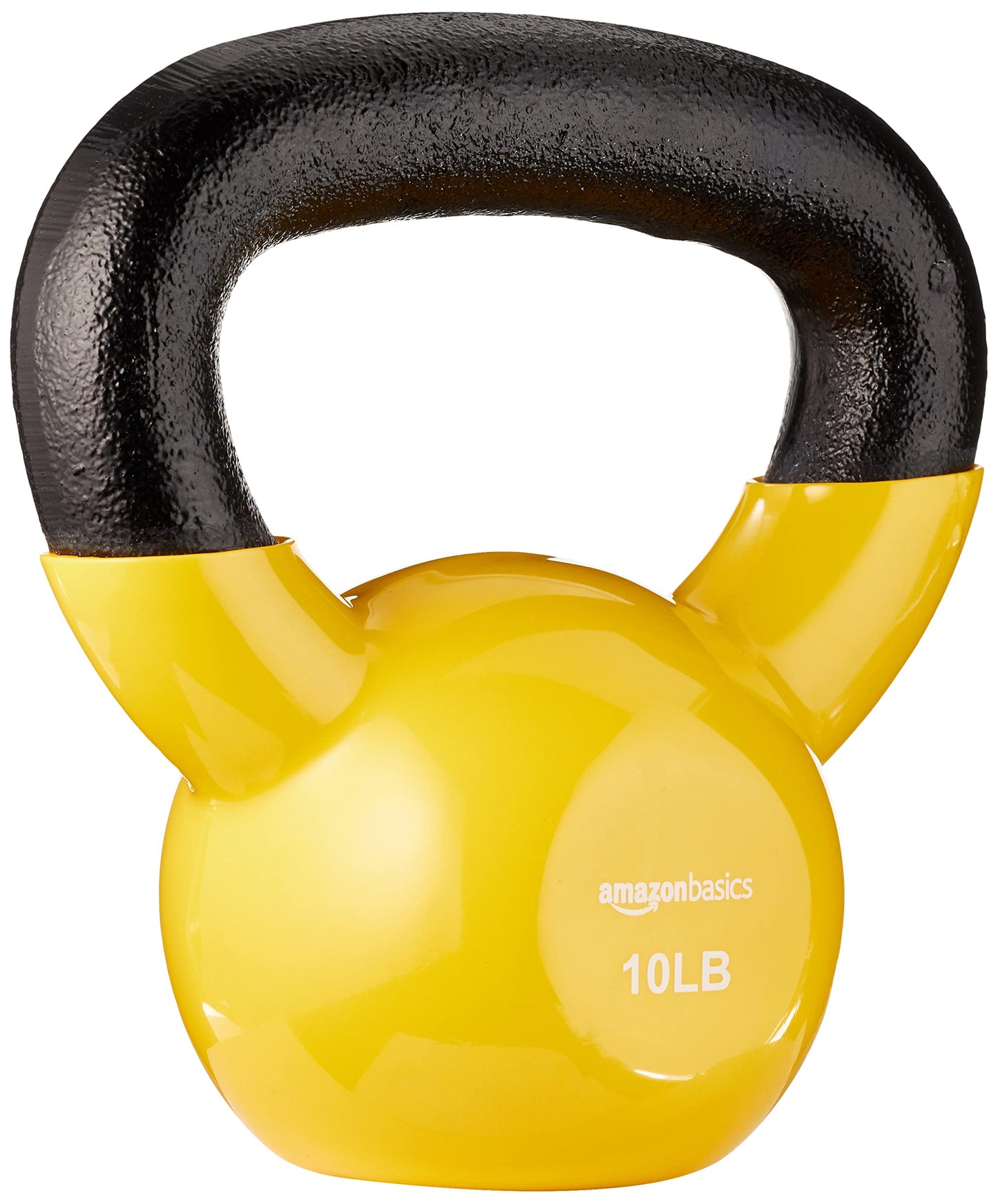Amazon Basics Vinyl Kettlebell with Textured Wide Handle for Strength Training, Workout, 10 Pounds, Light Orange