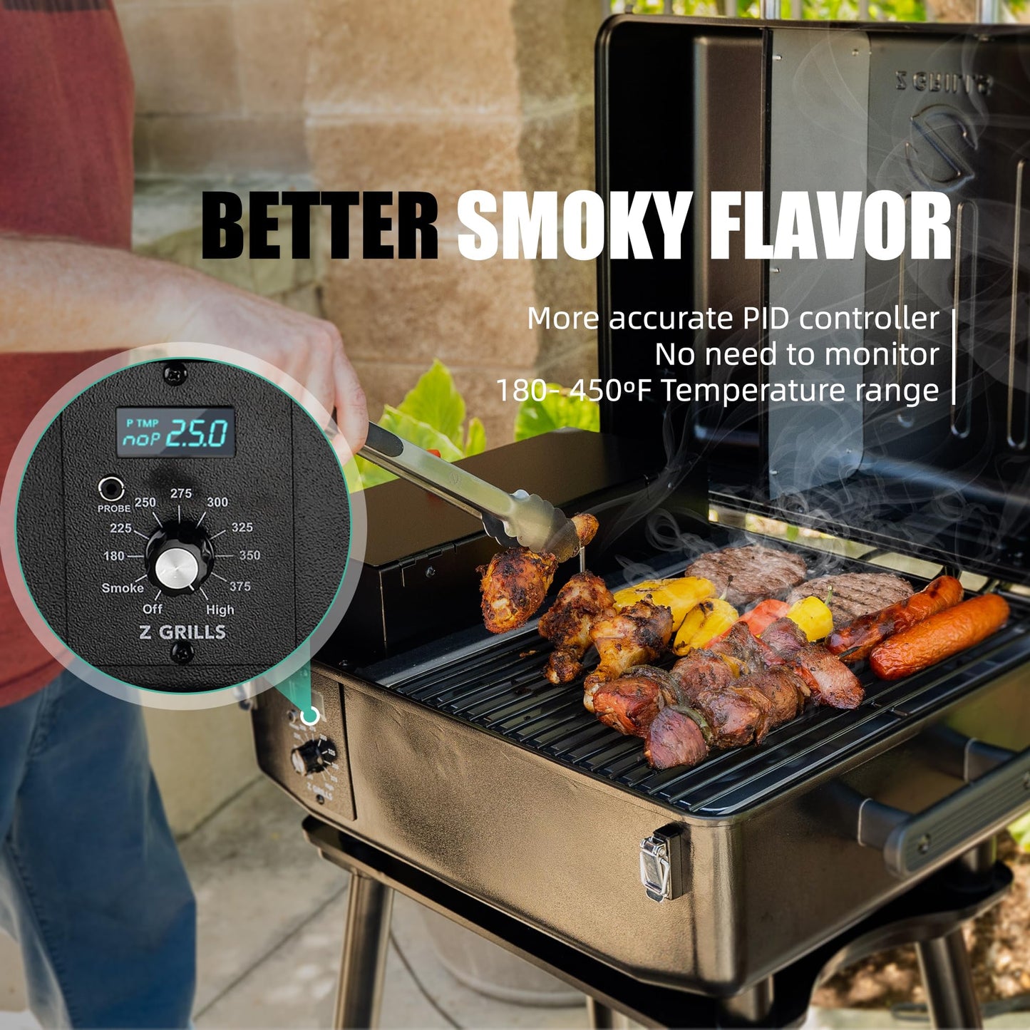 Z GRILLS 2026 200A Table Top Wood Pellet Grill, Pellet Smoker with PID V3.0 Controller, Meat Probes, 202 sq.in Cooking Area, Fit for RVs, Road Trips & Apartments