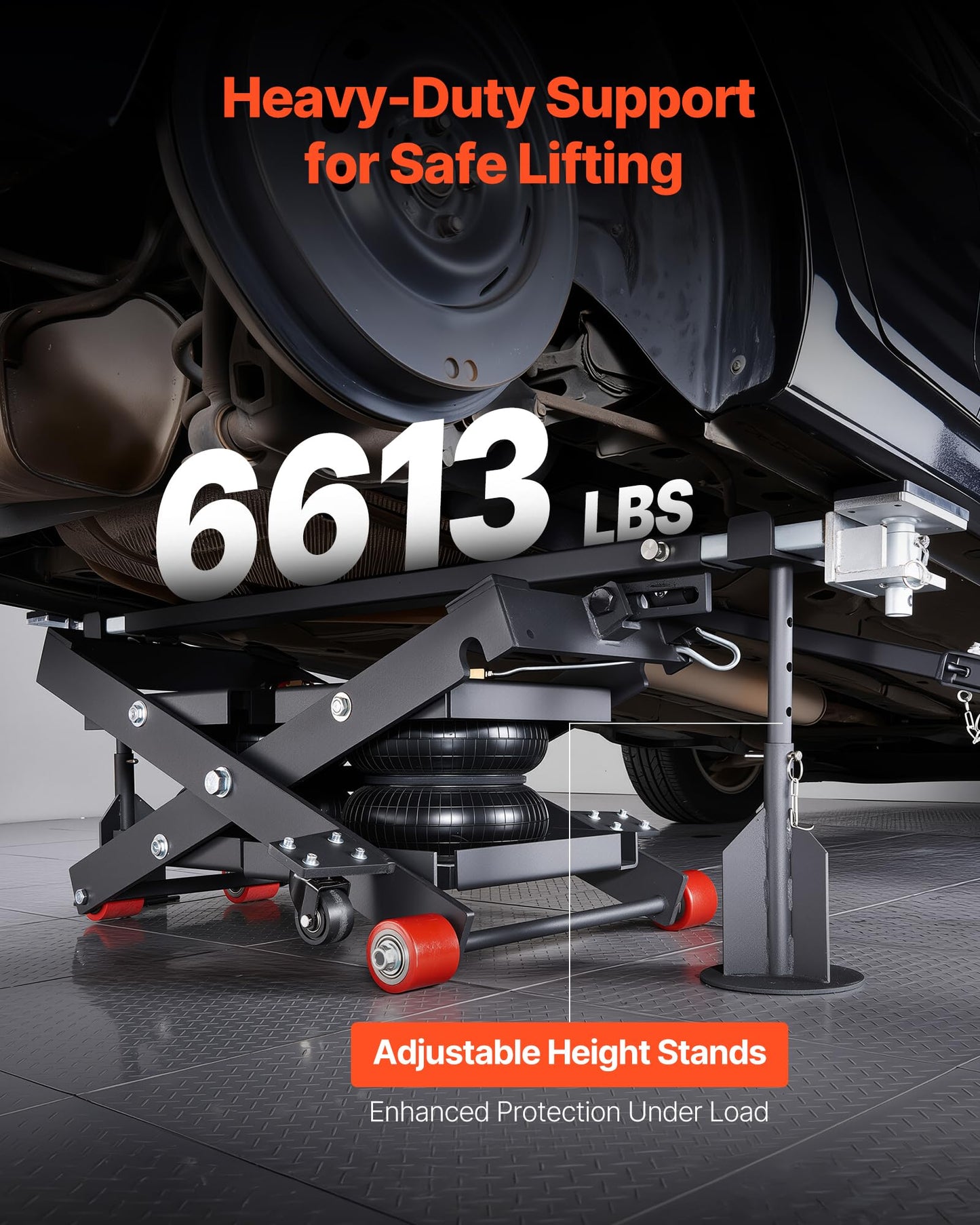 VEVOR Air Portable Car Lift, 6613 lbs/3 Ton Capacity, 21.7 inch Max Height, Adjustable Portable Air Car Lift with Airbag, Support Stands, Wheel Chocks, Rubber Pads, Heavy-Duty for Sedan SUV Pickup