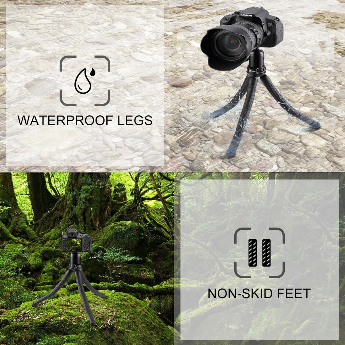 Zeadio Flexible Tripod Kit with Metal Ball Head for Cameras and Smartphones