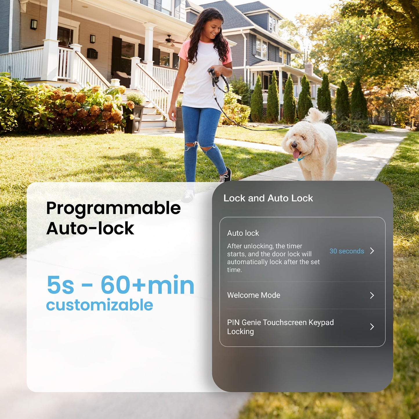 Lockly Secure Pro Smart Lock Wi-Fi, Keyless Entry Digital Keypad Door Lock, 3D Biometric Fingerprint Sensor Front Door with Handle, Voice Control & Auto Lock - Latch Edition