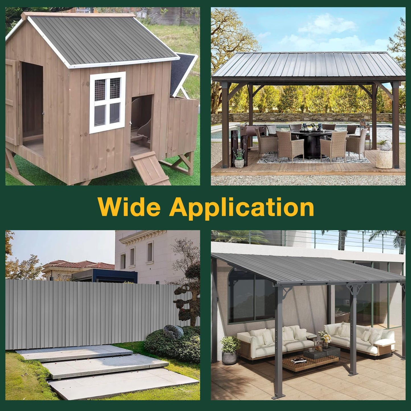 NeatiEase 10 Pcs Metal Roofing Panels, 6.1 Feet Corrugated Galvanized Roofing Panels Metal Siding Panels with Steel Screws for Pergola, Gazebo, Shed, Outdoor Storage, Chicken Coop, Patio,Garages