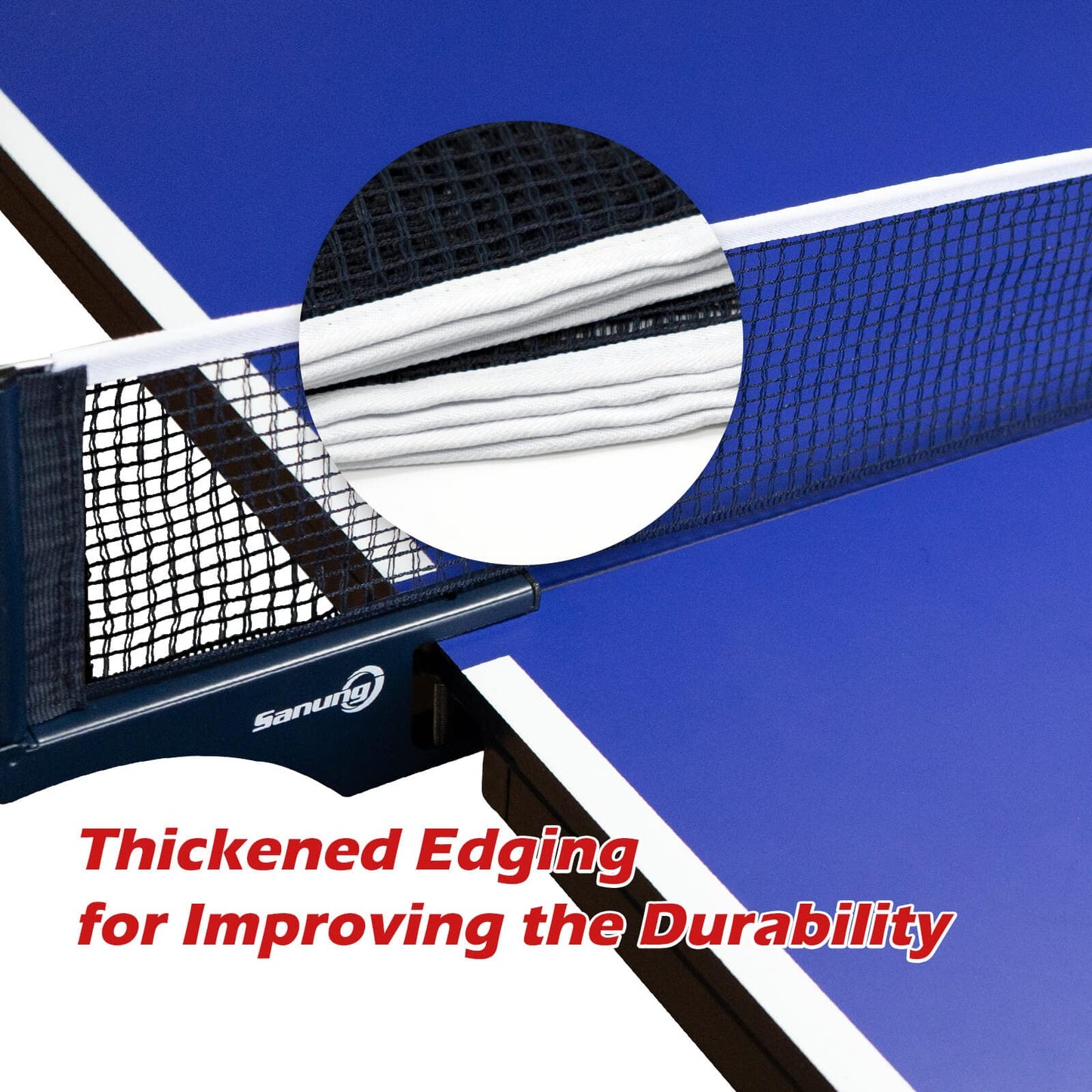 Sanung C-X1 Table Tennis Net Set, 2 Pieces Ping Pong Mesh Net with Chain for Indoor and Outdoor Training Competition Use, Easy to Set Up, Navy Blue