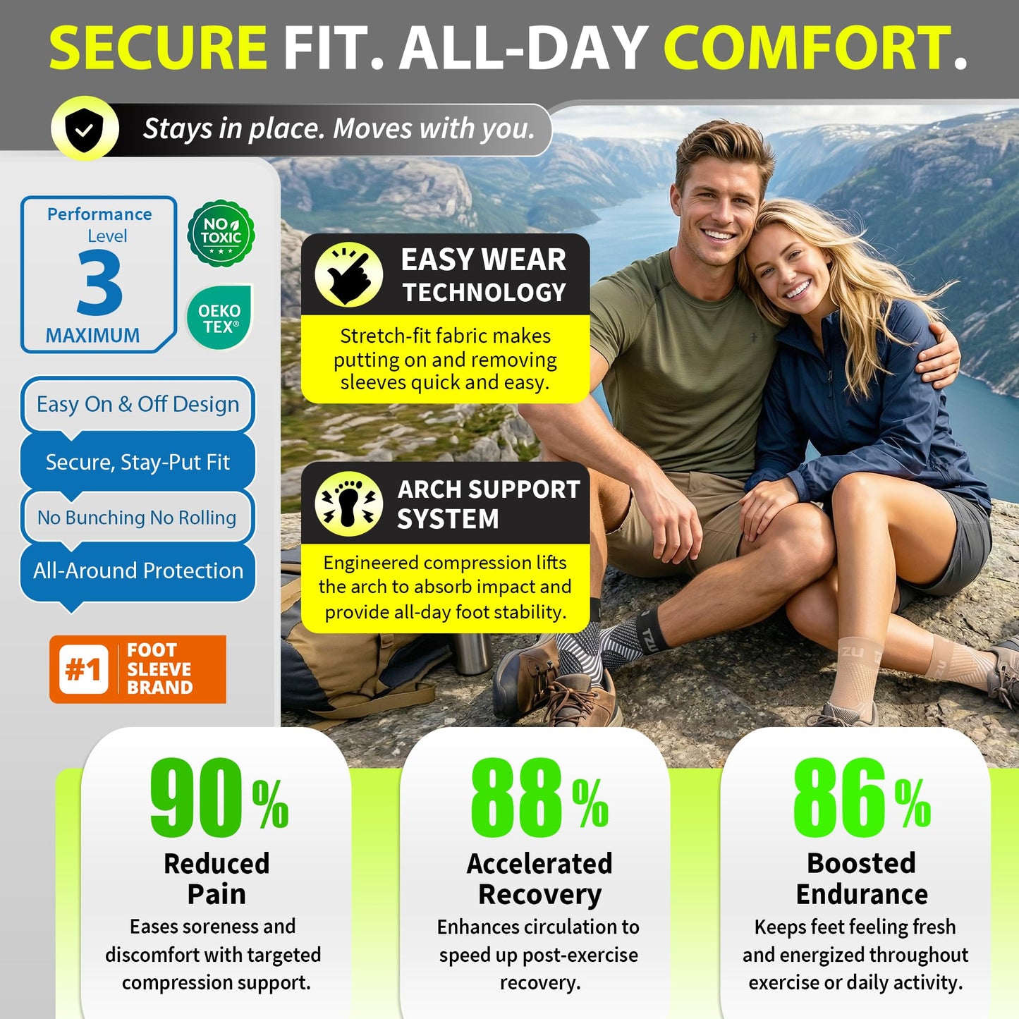 Compression Socks for Plantar Fasciitis, Achilles Tendonitis, Arthritis Relief, Ankle Brace Compression Sleeve with Foot Arch Support, Ankle Wrap for Women, Men, Swelling & Heel Pain Black L-XL