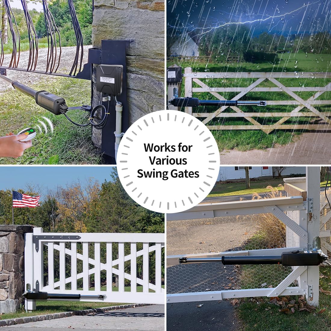 TOPENS A8131 Single Swing Gate Opener Heavy Duty Automatic Gate Motor for Single Swing Gates Up to 18ft, Electric Driveway Gate Operator AC Powered with Remote Control Kit Solar Compatible