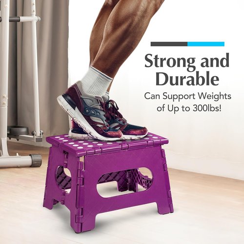 Handy Laundry Step Stool - Lightweight & Sturdy for Adults, Safe for Kids - Easy One Flip Open - Purple | 2-Pack