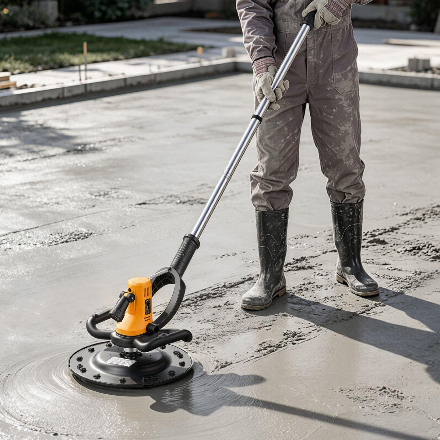 VEVOR Electric Power Trowel, 800W Concrete Finishing Machine Corded with Mixing Rod, 6-Speed Adjustable 120–200 RPM, Steel & Plastic Trowel Discs, Extension Handle, Floor Smoothing Cement Finisher