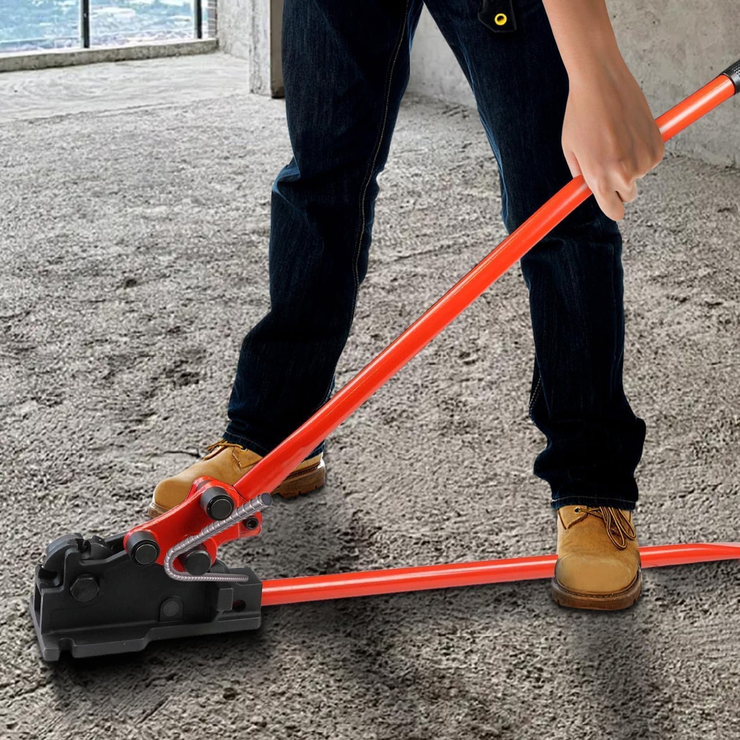 Rebar Bender/Cutter 2 in 1 Metal Tool, Manual Removable Rebar Shears and Bending Machine, cuts and bends rebar up to 5/8" for Construction Site and Home-use, Red