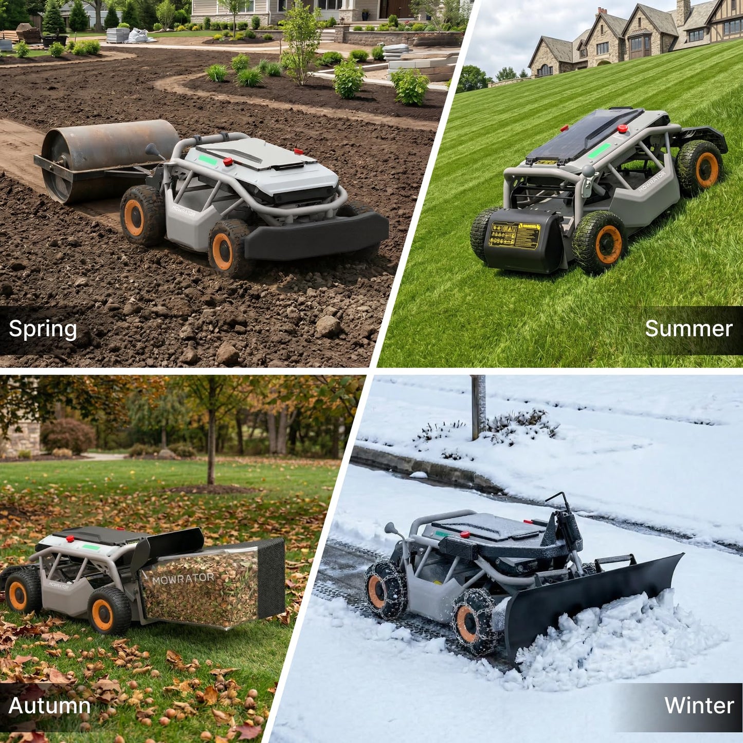Mowrator S1 4WD 12Ah Remote Control Lawn Mower, All-Season Yard Care, 75% (37°) Slope Climbing, 21" Cutting Width, 1.5–4.3" Adjustable Cutting Height, Up to 0.75 Acres