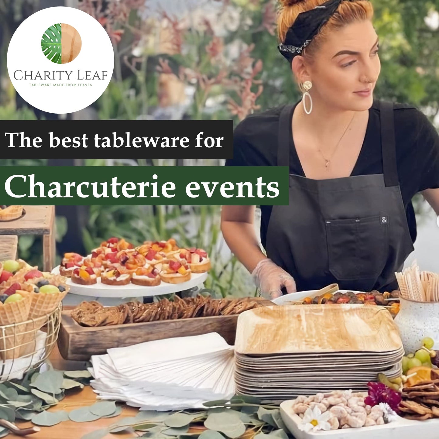 Charity Leaf Disposable Palm Leaf 6" Heart Plates (25 pieces) Bamboo Like Serving Platters, Disposable Boards, Eco-Friendly Dinnerware For Weddings, Catering, Events