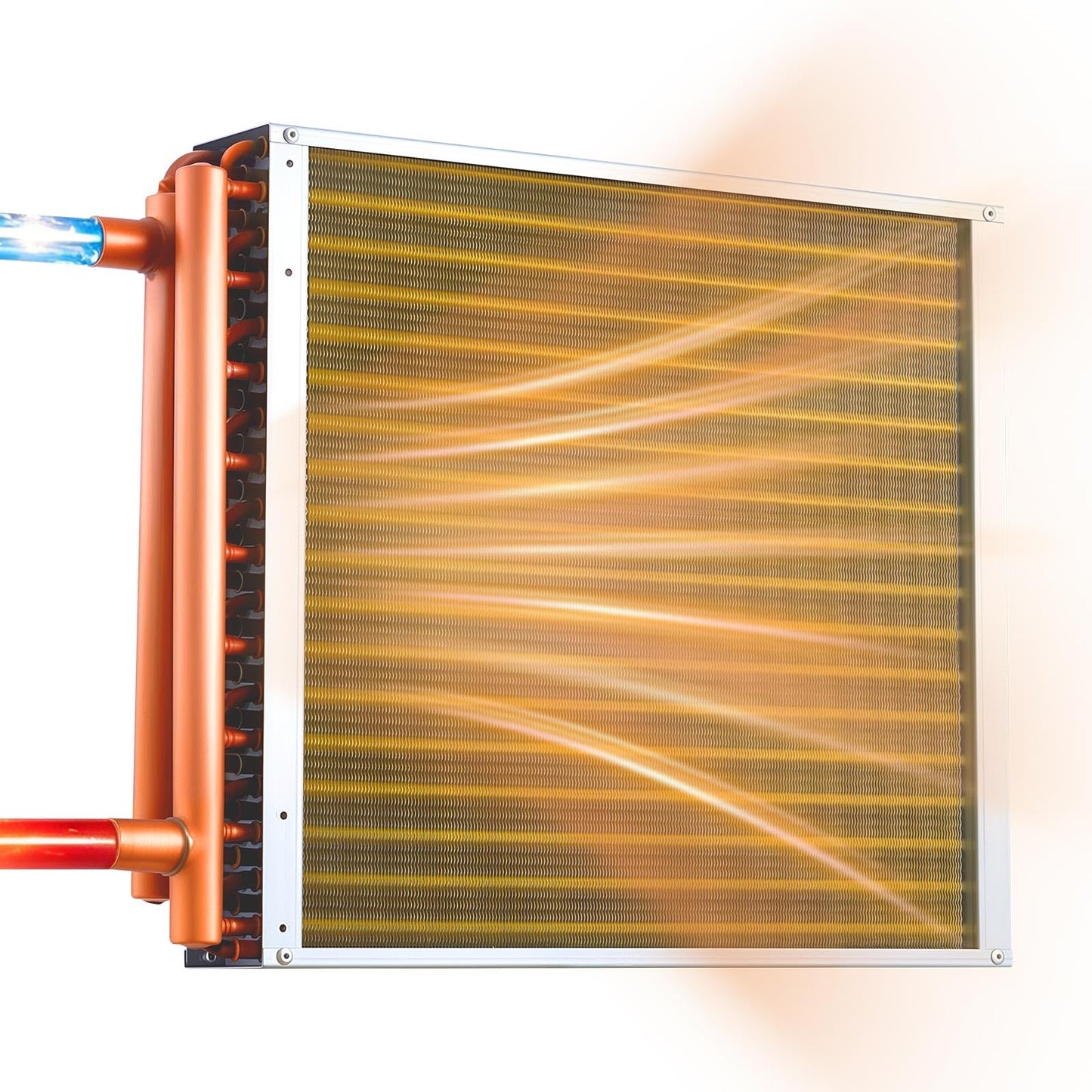 VEVOR Water to Air Heat Exchanger, 18 x 18 in Finned Tube HVAC Heat Exchanger Coil with Copper Tubes & Aluminum Fins, 120K BTU Output for Outdoor Wood Furnace, Hydronic Heating & Cooling Systems