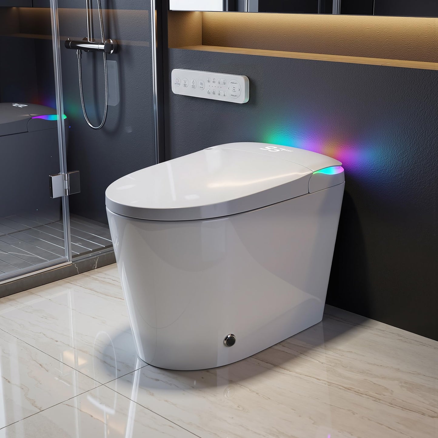 TOTTE Smart Toilet with Bidet Built-in, Built-In Water Tank & Pressure Pump, 1000g MaP Flush Score, Foam Shield, ADA Comfort Height Heated Seat, Automatic Lid, Warm Air Dryer & Instant Warm Water