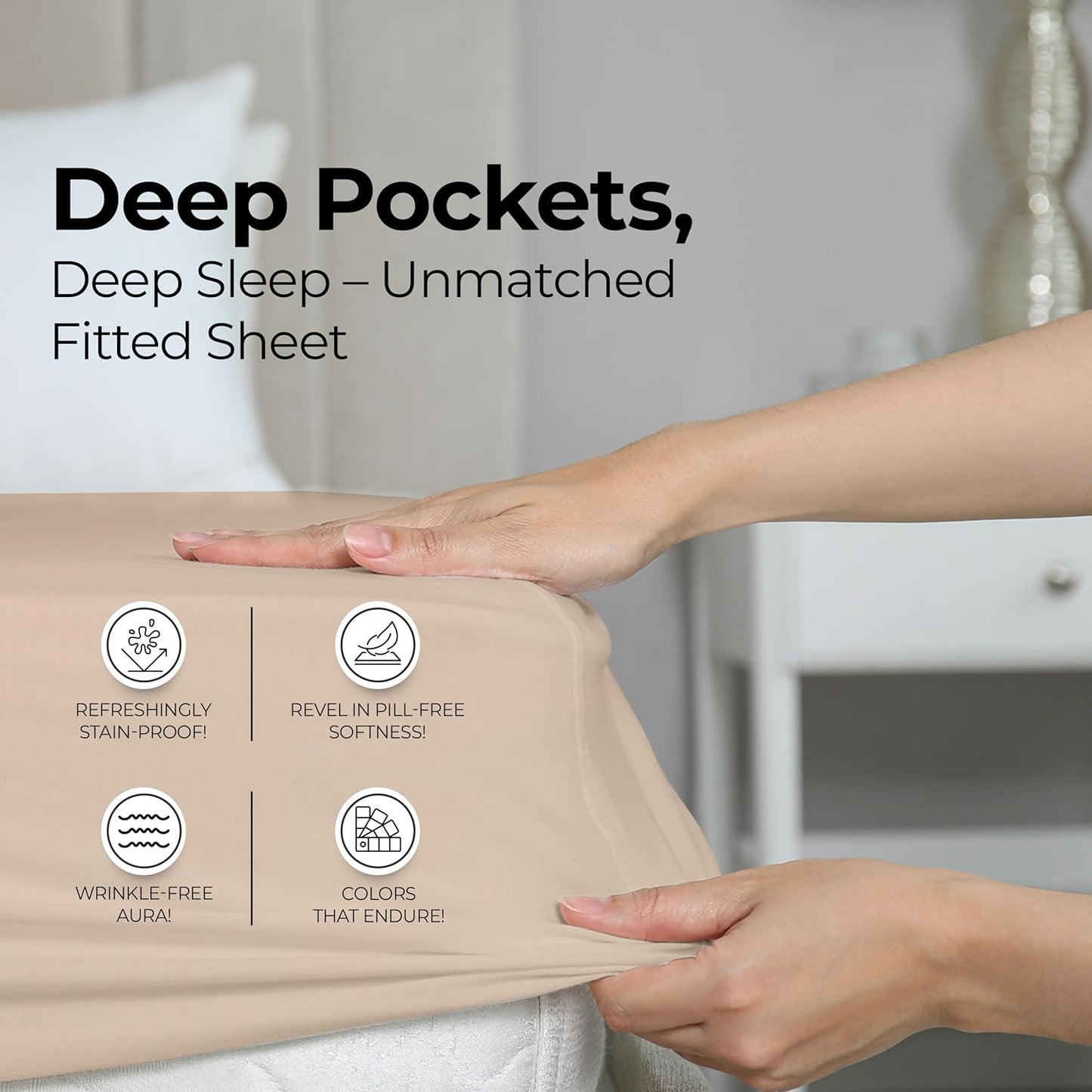 Utopia Bedding King Fitted Sheet - Deep Pocket Soft Microfiber - Fade Resistant & Easy Care (Beige)