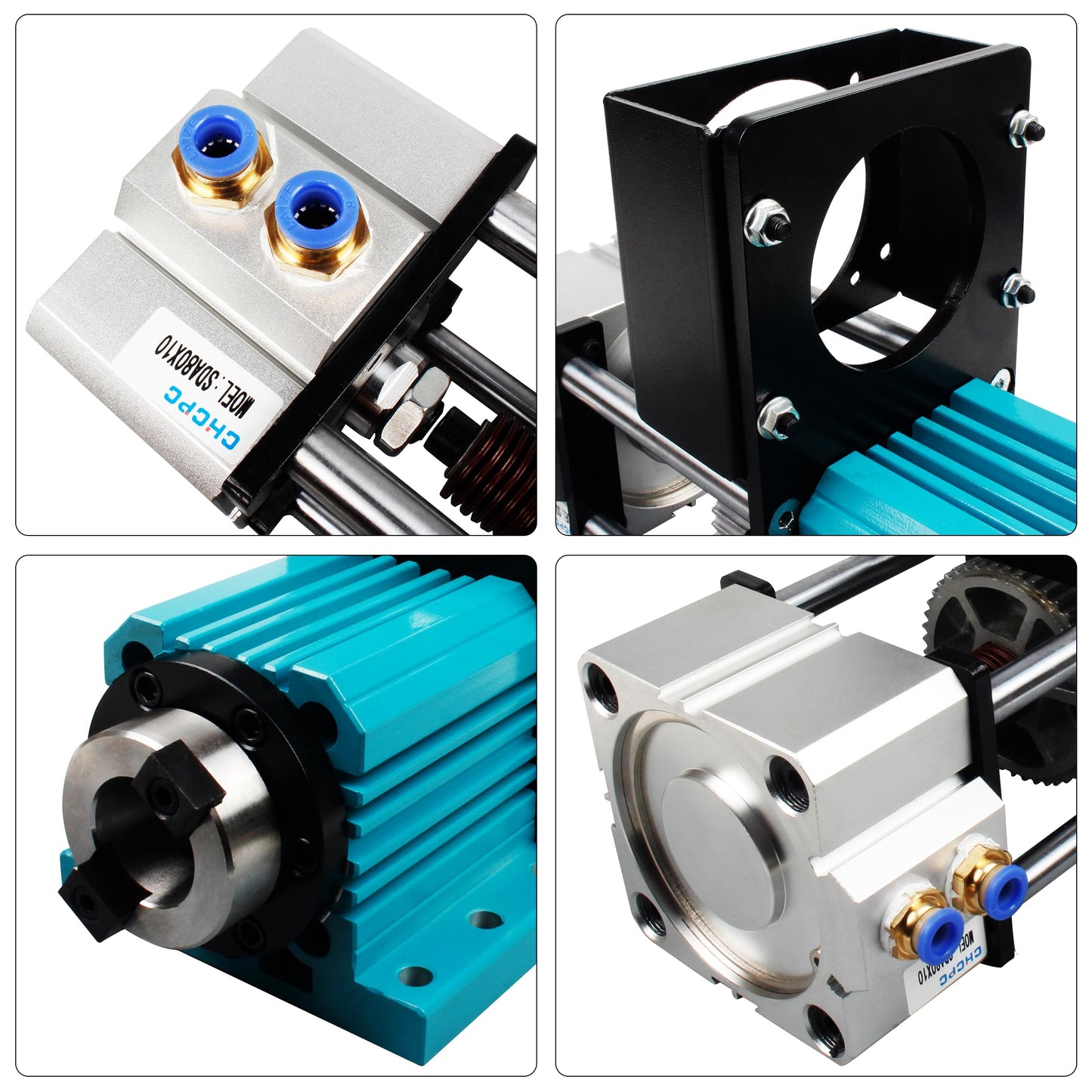 XUNKUNER BT30 Pneumatic Auto-Switching Spindle, 5000RPM Non-Powered Motor with Cylinder Assembly, 7075 Aluminum Alloy CNC Spindle for Drilling, Tapping, Milling, Metal Heavy Cutting