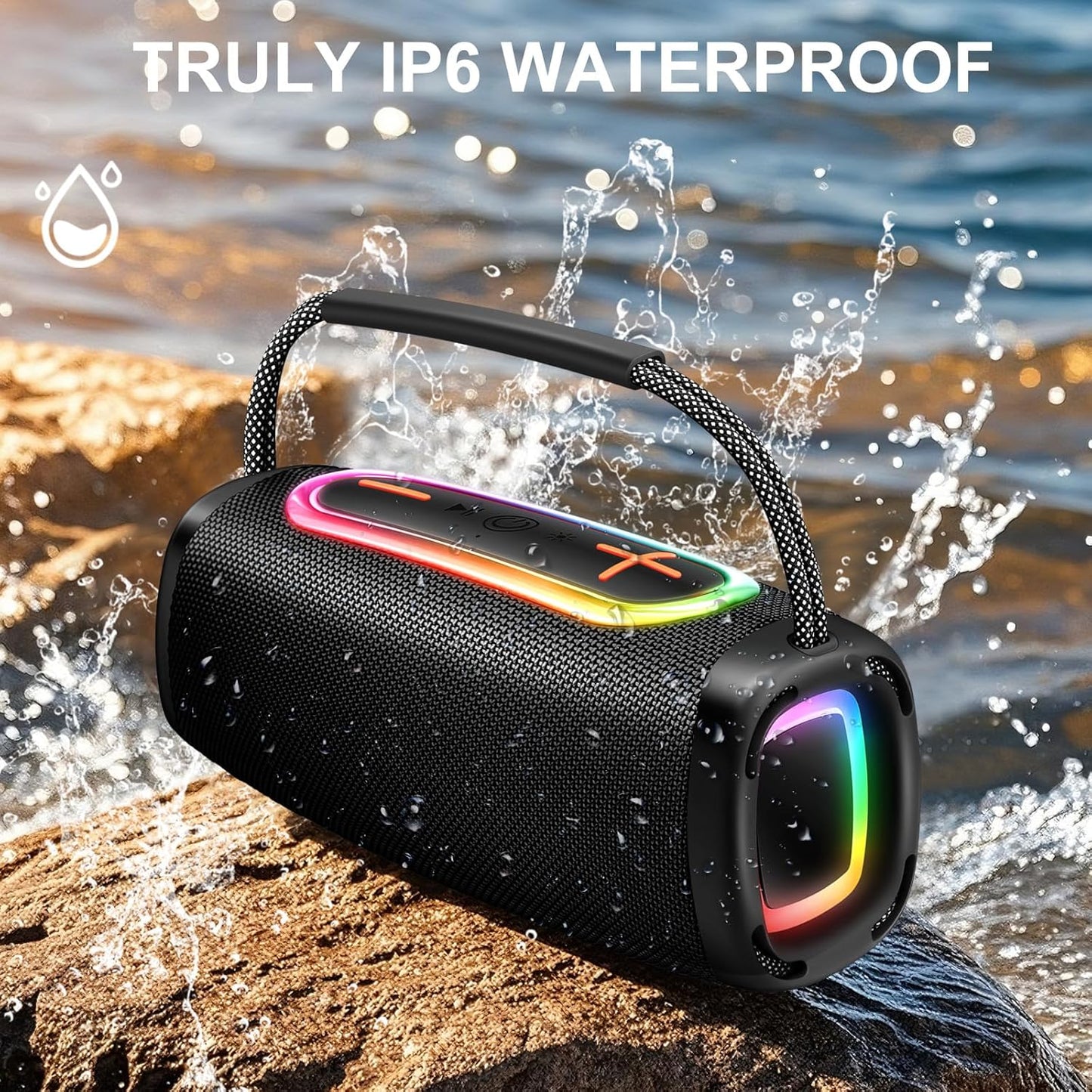 Donerton 5.4 6000mAh 36H IPX7 Bluetooth Speakers, Portable Wireless Speaker, Playtime, White Elephant Gifts for Adults