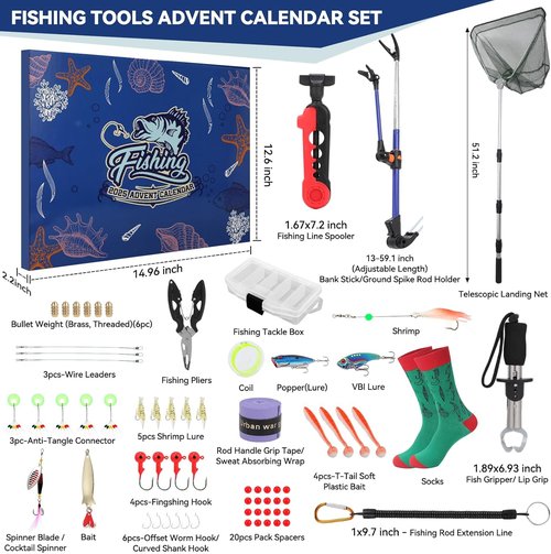 Fishing Tool Kit 2026 - Complete Fishing Gear with Pliers, Hook Remover, Scissors & Lures for Men