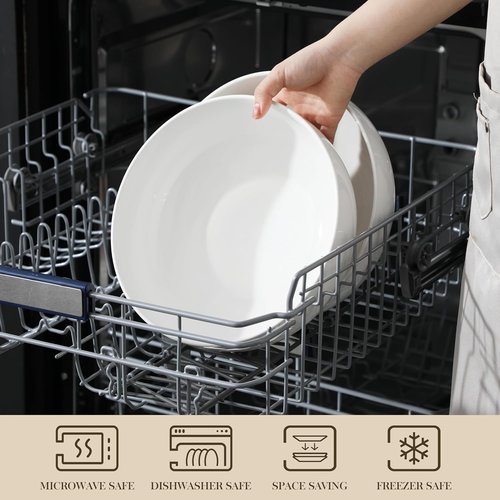 MALACASA Extra Large Serving Bowls Set of 2 - 114 OZ Porcelain White Bowls for Salad, Soup & Pasta