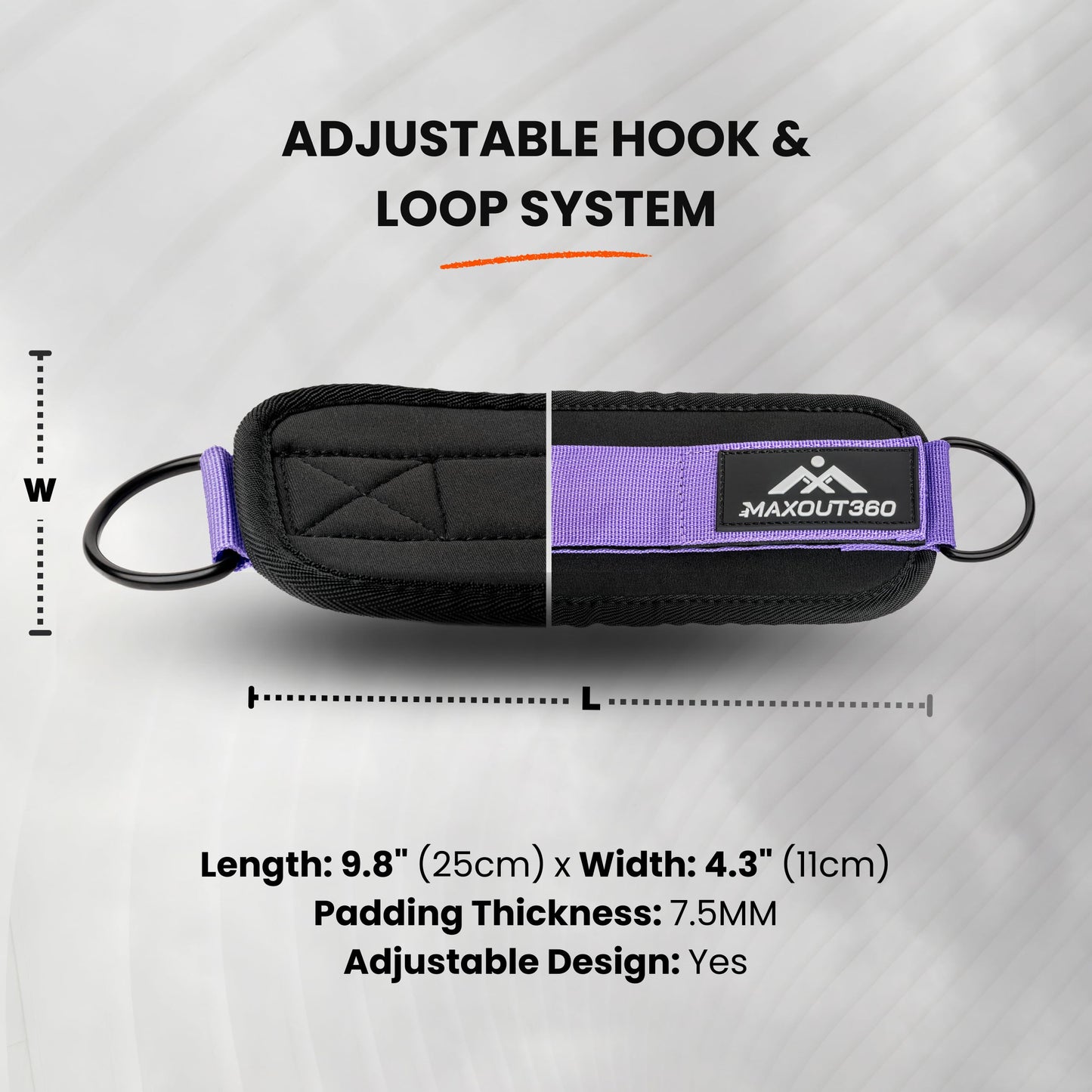 MaxOut360 Gym Ankle Straps for Cable Machines, Thick Padded Ankle Cuff Cable Attachment for Booty Workouts, Kickbacks, Hip Abductors, Lower Body Exercises, Purple Pair
