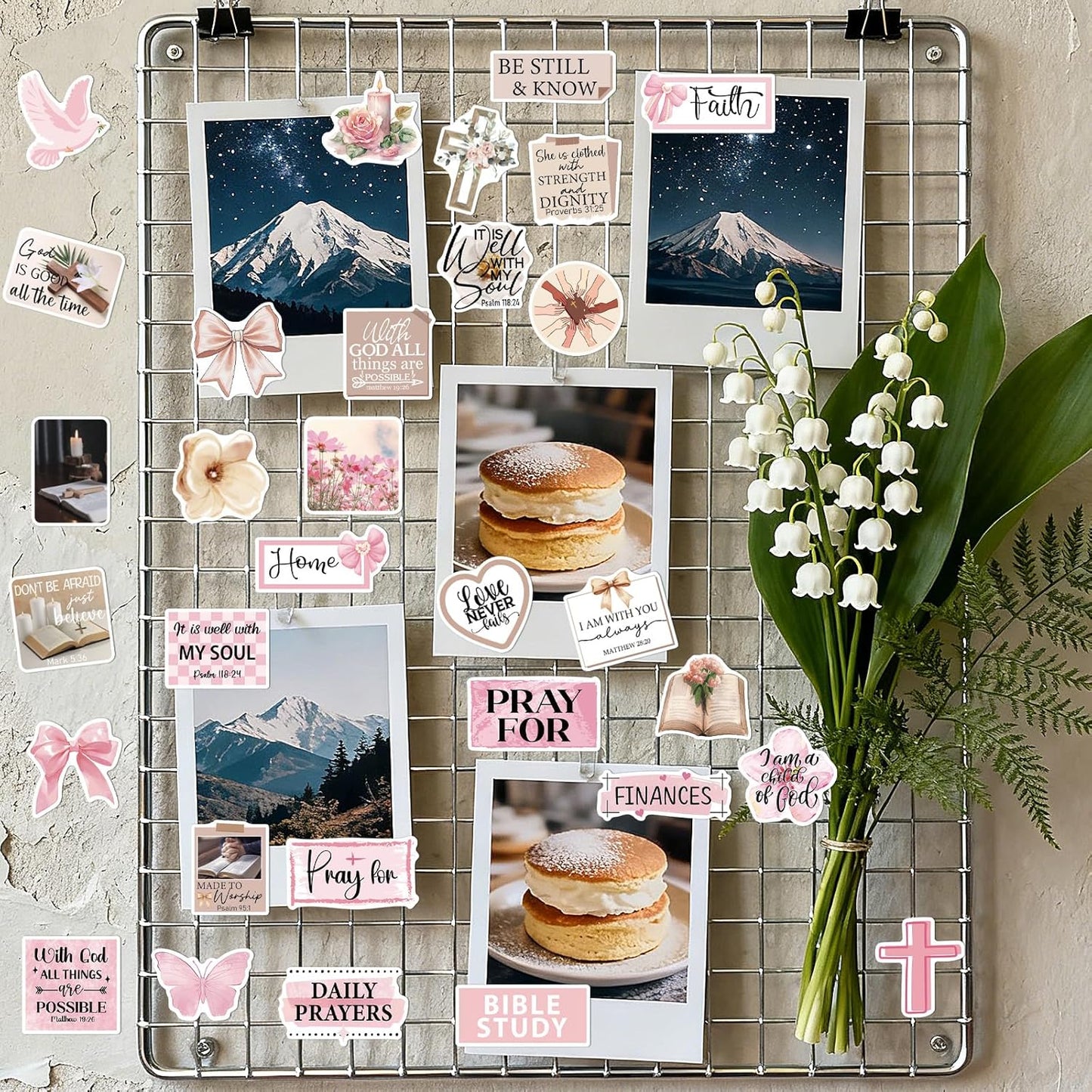 100 Prayer Board Stickers Supplies - Pcs Inspirational Prayer Vision Board Stickers, Motivational Christian Water