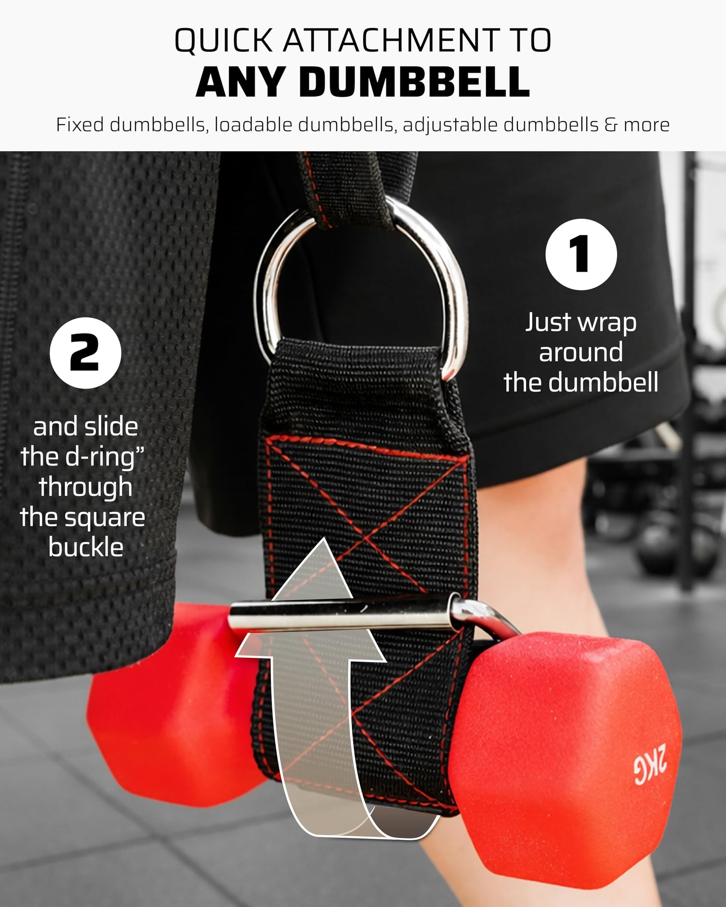 THEFITGUY Dumbbell & Barbell Loading Straps | Attachment Straps for Dips, Pullups, Squats | Ultra Strong, Heavy Duty & Secured | Attach any Dumbbell & Barbell to any Dip Belt | 8” & 6” Straps Included