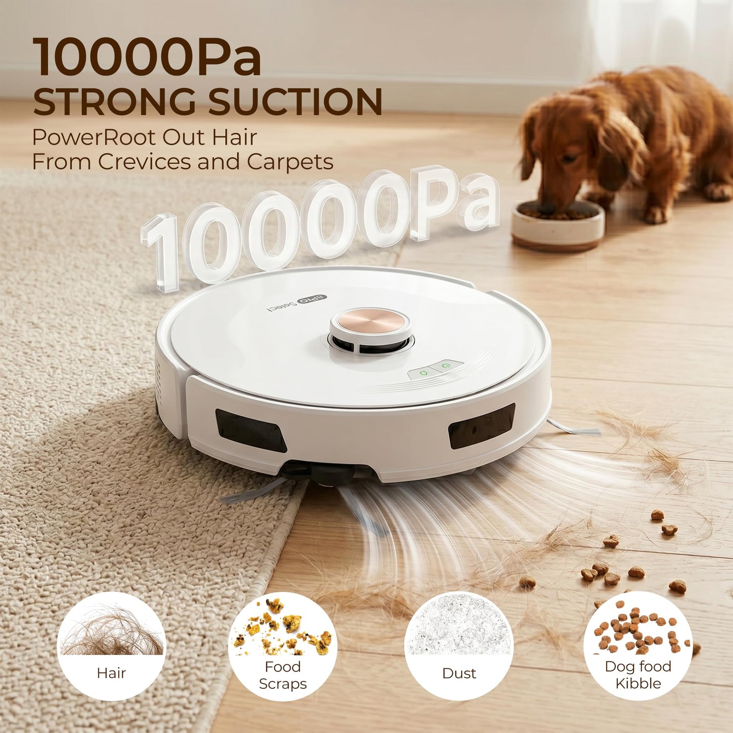 Robot Vacuum and Mop Combo with Smart Mechanical Arm, 10000Pa Suction, Smart Mapping, Obstacle Avoidance, Self-Charging, WiFi App & Alexa, 150 Mins Runtime, For Pet Hair, Floors, Carpets, Home Office