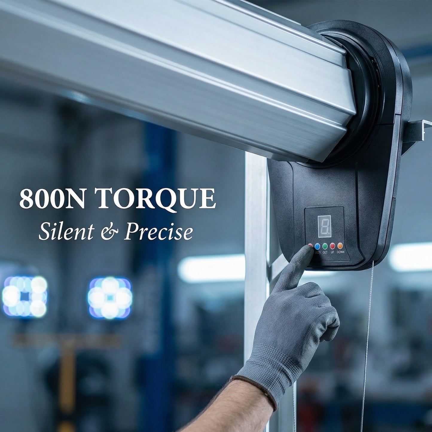 800N Electric Roller Door Opener with 2 Remotes, Compatible with 22M² Roller Shutter for Commercial Garage Farm Warehouse (L)