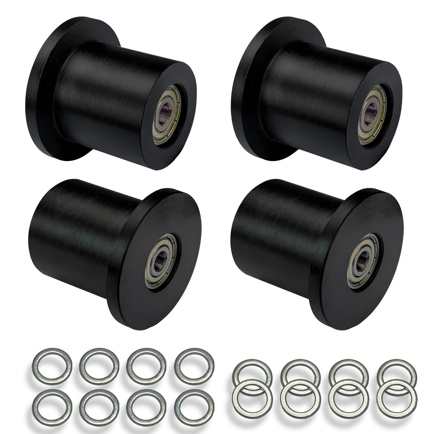 DAFORE Upgraded Machined Wheels/Rollers Compatible with Total Gym GR8FLEX,Replacement Parts for XLS,XL,FIT,Some 3000XL,The Bearing Bore Diameter is 6mm,4Pcs