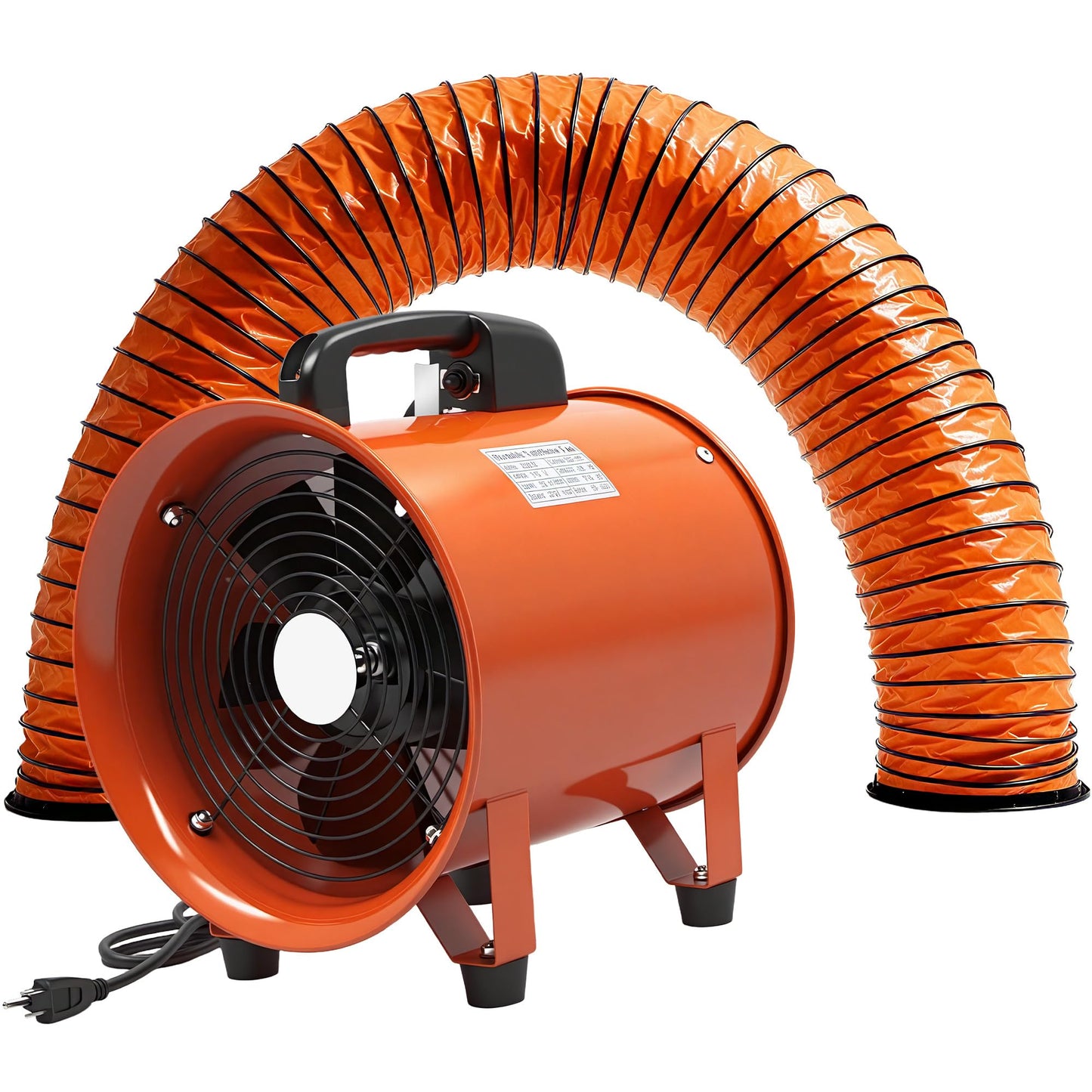 dreamdragon 12-Inch Utility Blower Fan with 25ft Duct – 3300 RPM High Airflow, Low-Noise 69dB, Portable Industrial Ventilator for Crawl Space, Workshop, Basement Drying & Exhaust