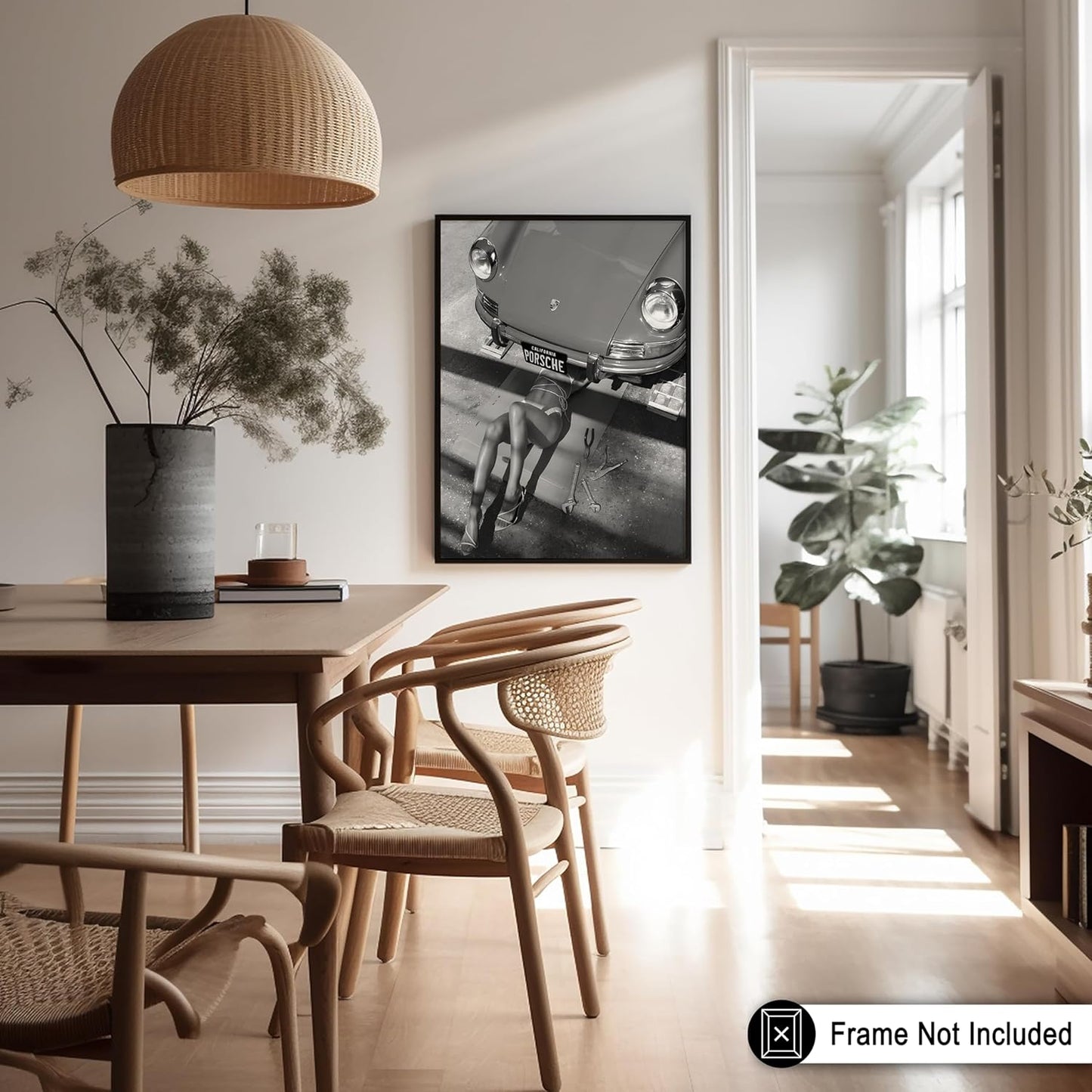 Poster Master | Classic Car Poster - Sexy Mechanic Art Print - Black & White Photography - 8x10 Unframed Decor