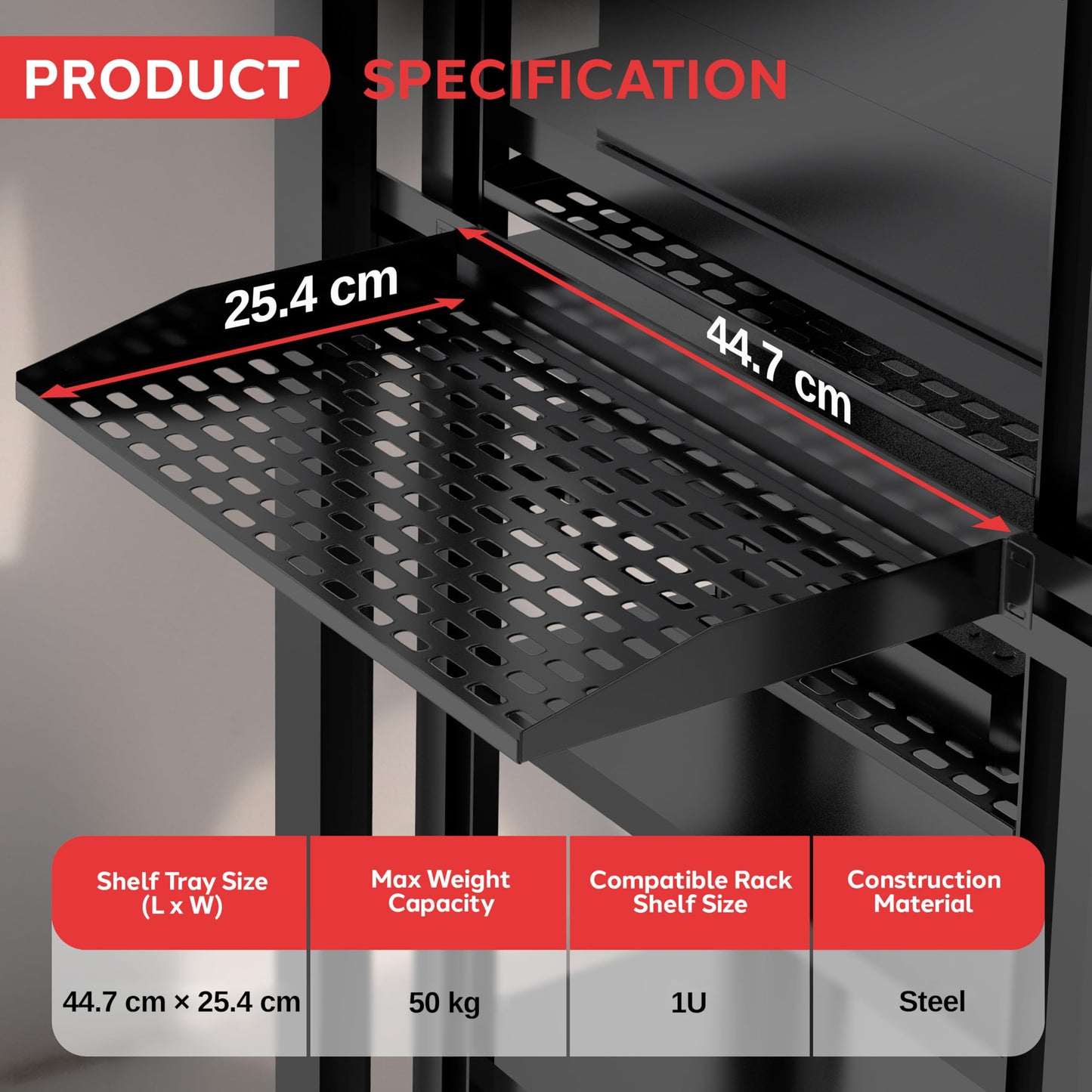 Pyle 2-Pc 1U Server Rack Shelf, Vented Shelves for Good Air Circulation, Cantilever Mount, Wall Mount Rack, Universal Device, Cabinet Shelf, Computer Case Mounting Tray, Black-Pyle PLRSTN14UX2