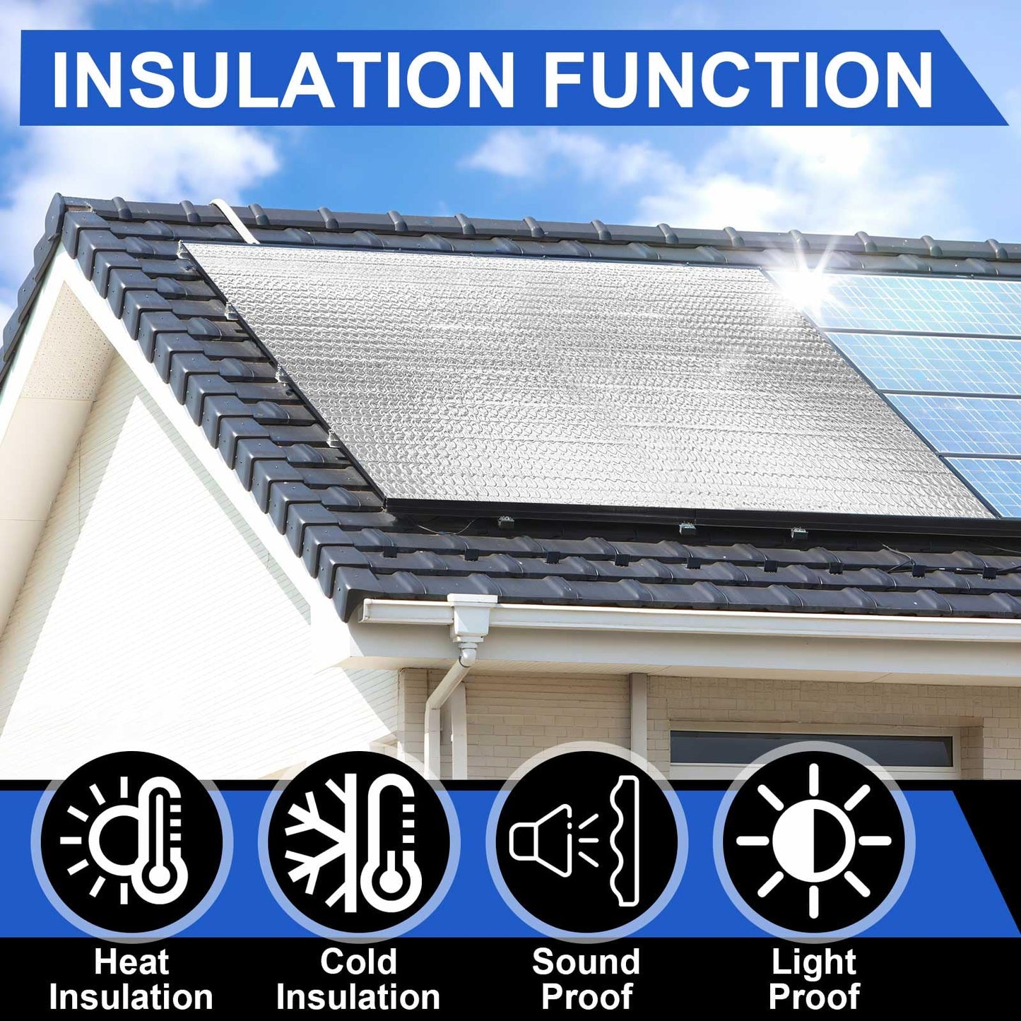 Pushglossy 16 Pack 24'' x 48'' Self-Adhesive Garage Door Insulation Kit 2 Car Panel 0.24'' Thick Double Bubble Insulation for Garage Door Set Backing and 160 Tape Reflective Aluminum Radiant Barrier