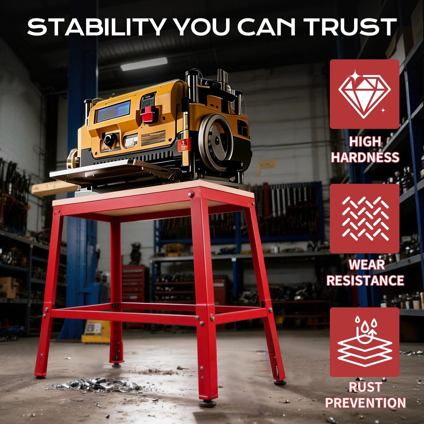 VIGO POWER 700 Lbs Heavy Duty Tool Stand, 30" Work Height & 26" x 14" MDF Top, Universal Benchtop Machine Table with Vibration-Dampening Base for Planer, Drill Press, Saws & Grinders