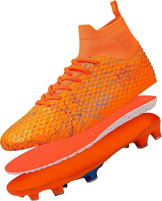 Men's Soccer Shoes High-Top Soccer Cleats Outdoor Breathable Athletic Professional Spikes Youth Boys Football Shoes Unisex