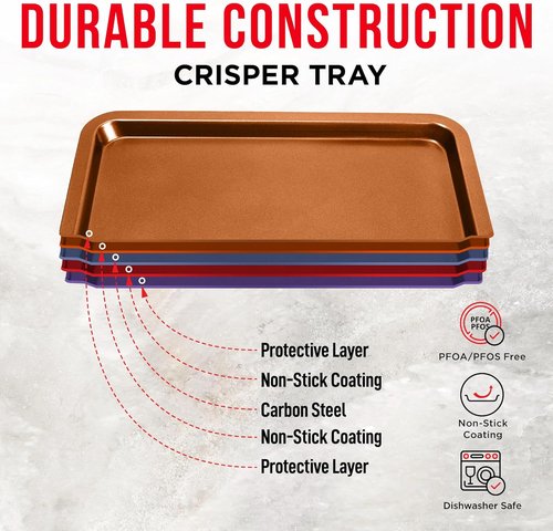 Bakken Swiss Air Fryer Tray - Elevated Mesh Design for Crispy Baking | Extra-Large 9.5'' x 13'', Copper