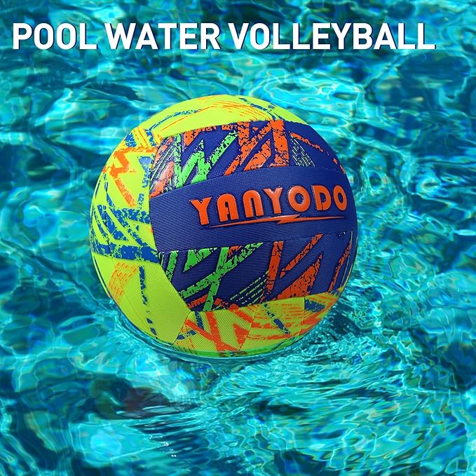 YANYODO Swimming Pool Waterproof Beach Volleyball, Soft Indoor Outdoor Size 5 Volleyball with Pump for Teenagers Adults Swimming Pool Beach Games to Play