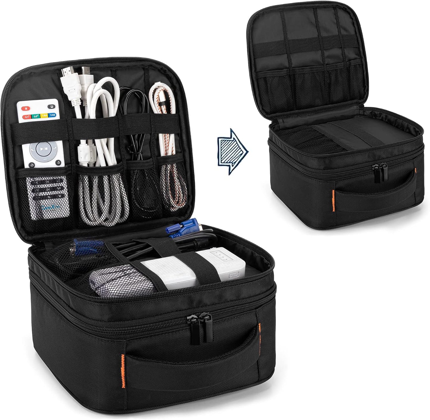CURMIO Double Layers Projector Case, Mini Projector Carrying Bag Compatible for DR.J Professional and QKK Mini