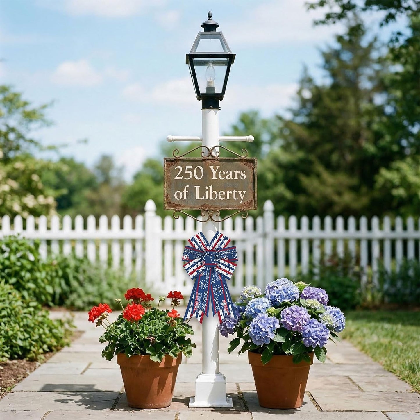 Threetols Patriotic Wreath Bows - 250th Anniversary Red, Blue & White Stripe | Indoor/Outdoor Decor